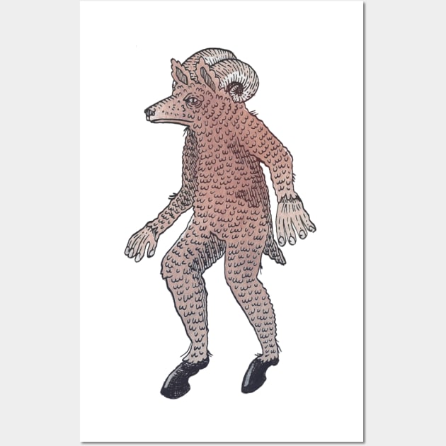 Sheepsquatch Cryptid Monster Wall Art by Ballyraven